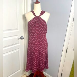 Nautical-themed Banana Republic Print Twist Neck Halter Dress - size 8